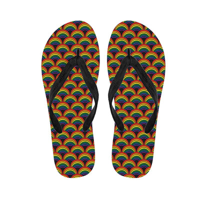 Rainbow Wave Pattern Print Flip Flops