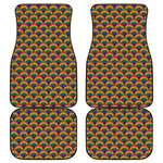 Rainbow Wave Pattern Print Front and Back Car Floor Mats