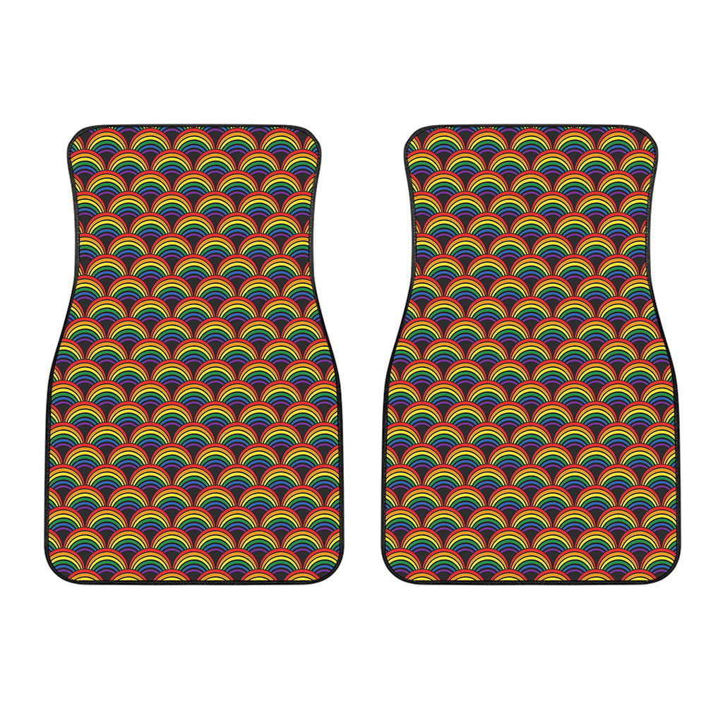 Rainbow Wave Pattern Print Front Car Floor Mats