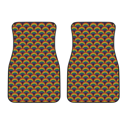 Rainbow Wave Pattern Print Front Car Floor Mats