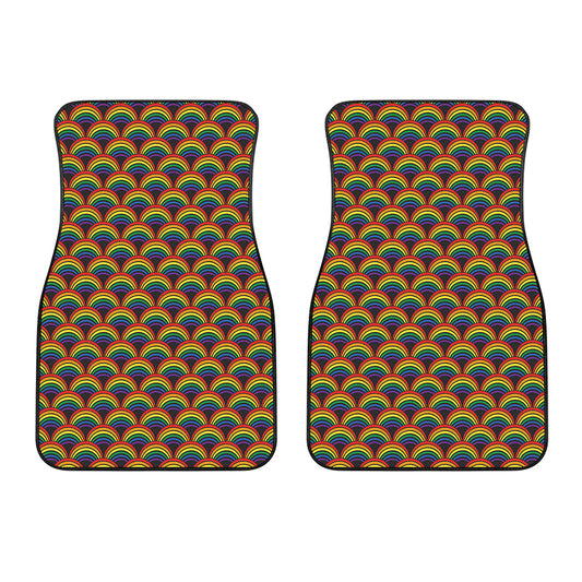Rainbow Wave Pattern Print Front Car Floor Mats