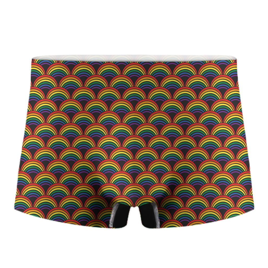 Rainbow Wave Pattern Print Men's Boxer Briefs