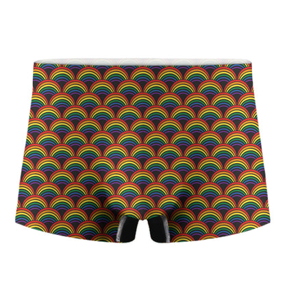 Rainbow Wave Pattern Print Men's Boxer Briefs