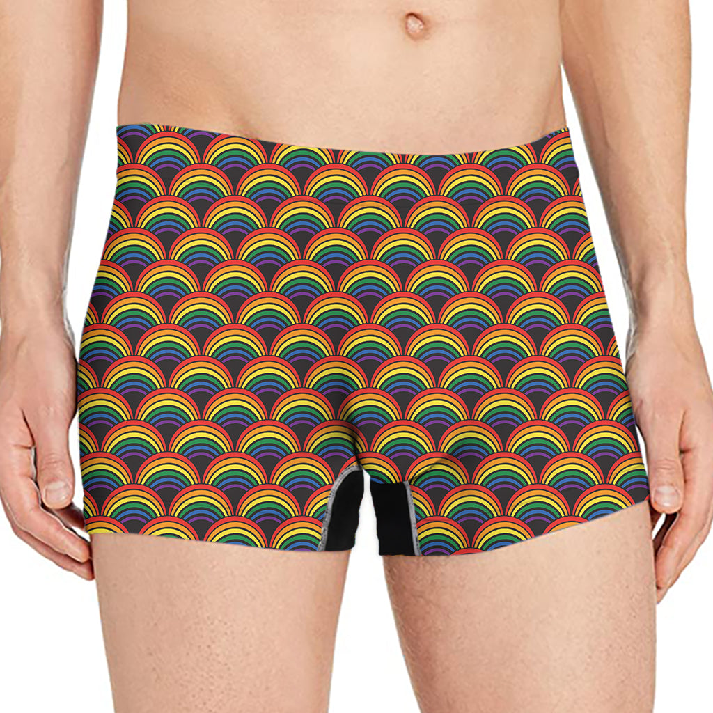 Rainbow Wave Pattern Print Men's Boxer Briefs