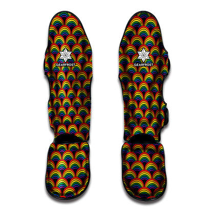 Rainbow Wave Pattern Print Muay Thai Shin Guard