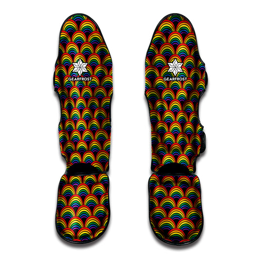 Rainbow Wave Pattern Print Muay Thai Shin Guard