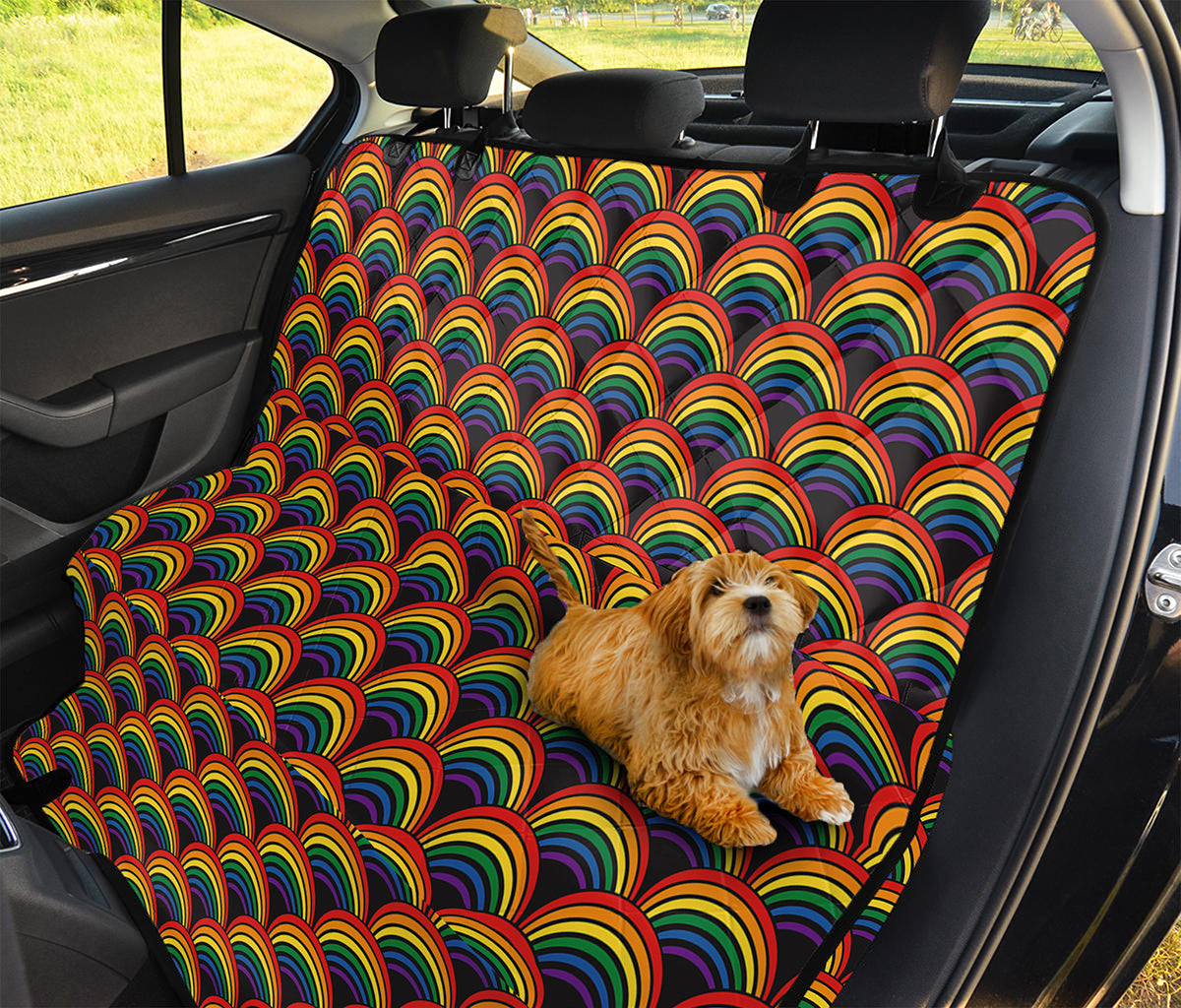 Rainbow Wave Pattern Print Pet Car Back Seat Cover