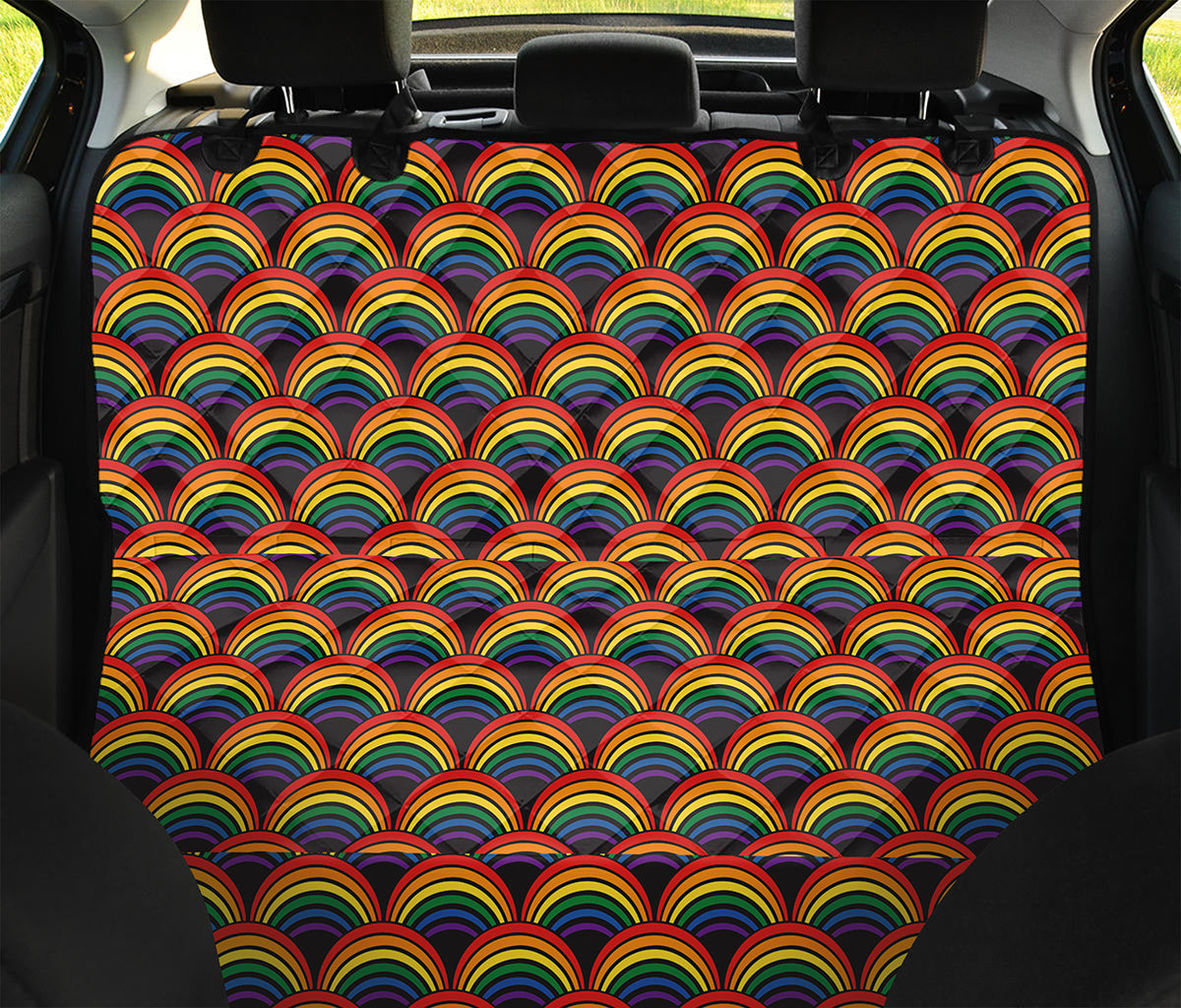 Rainbow Wave Pattern Print Pet Car Back Seat Cover