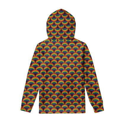 Rainbow Wave Pattern Print Pullover Hoodie