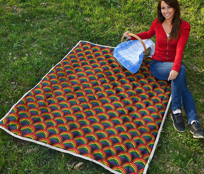 Rainbow Wave Pattern Print Quilt