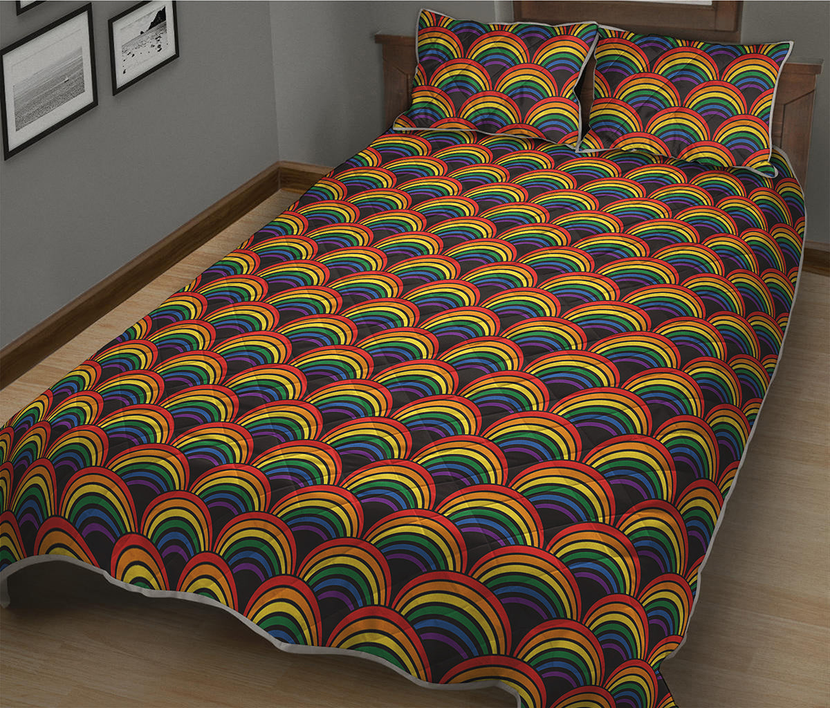 Rainbow Wave Pattern Print Quilt Bed Set