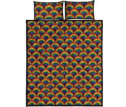 Rainbow Wave Pattern Print Quilt Bed Set