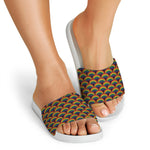Rainbow Wave Pattern Print White Slide Sandals