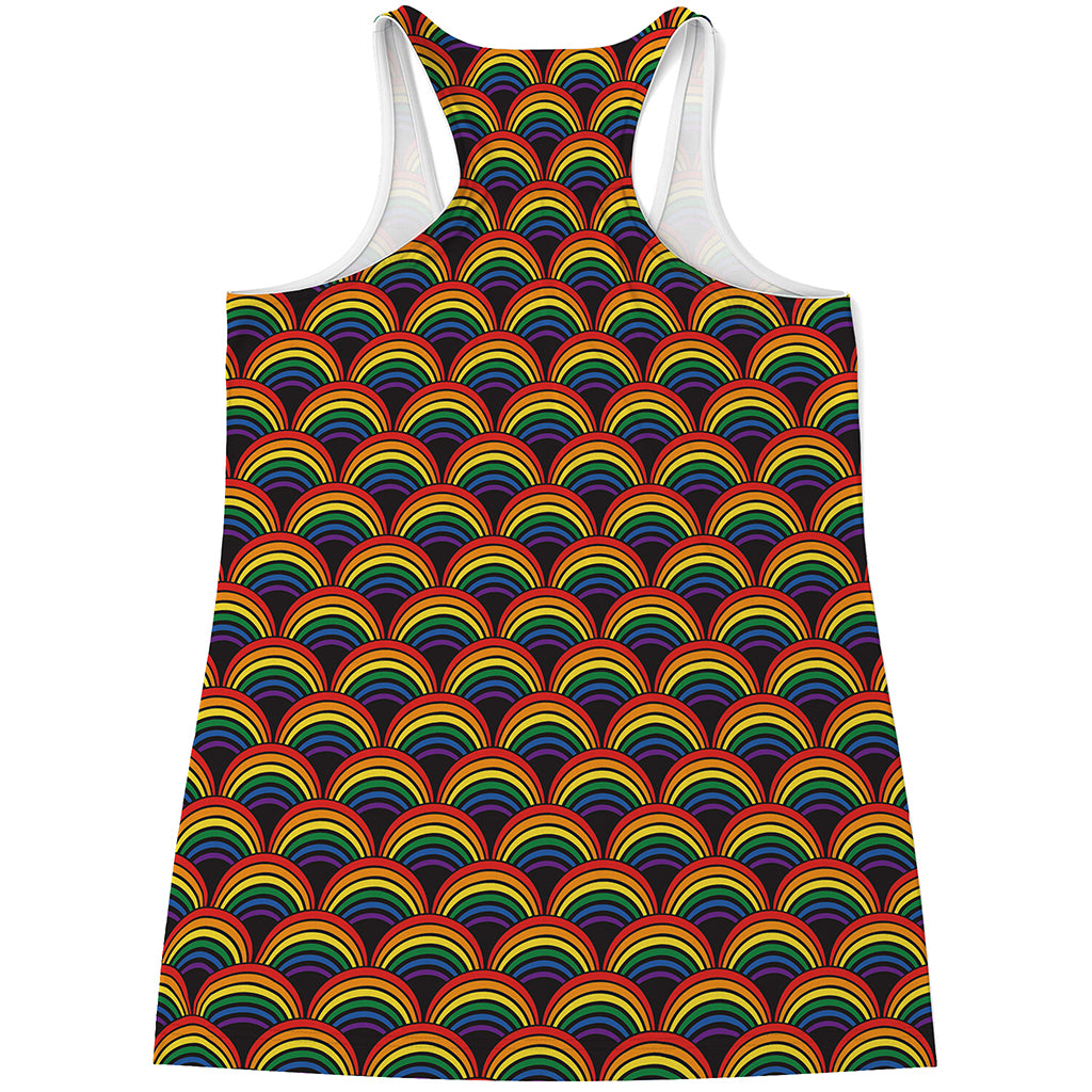 Rainbow Wave Pattern Print Women's Racerback Tank Top