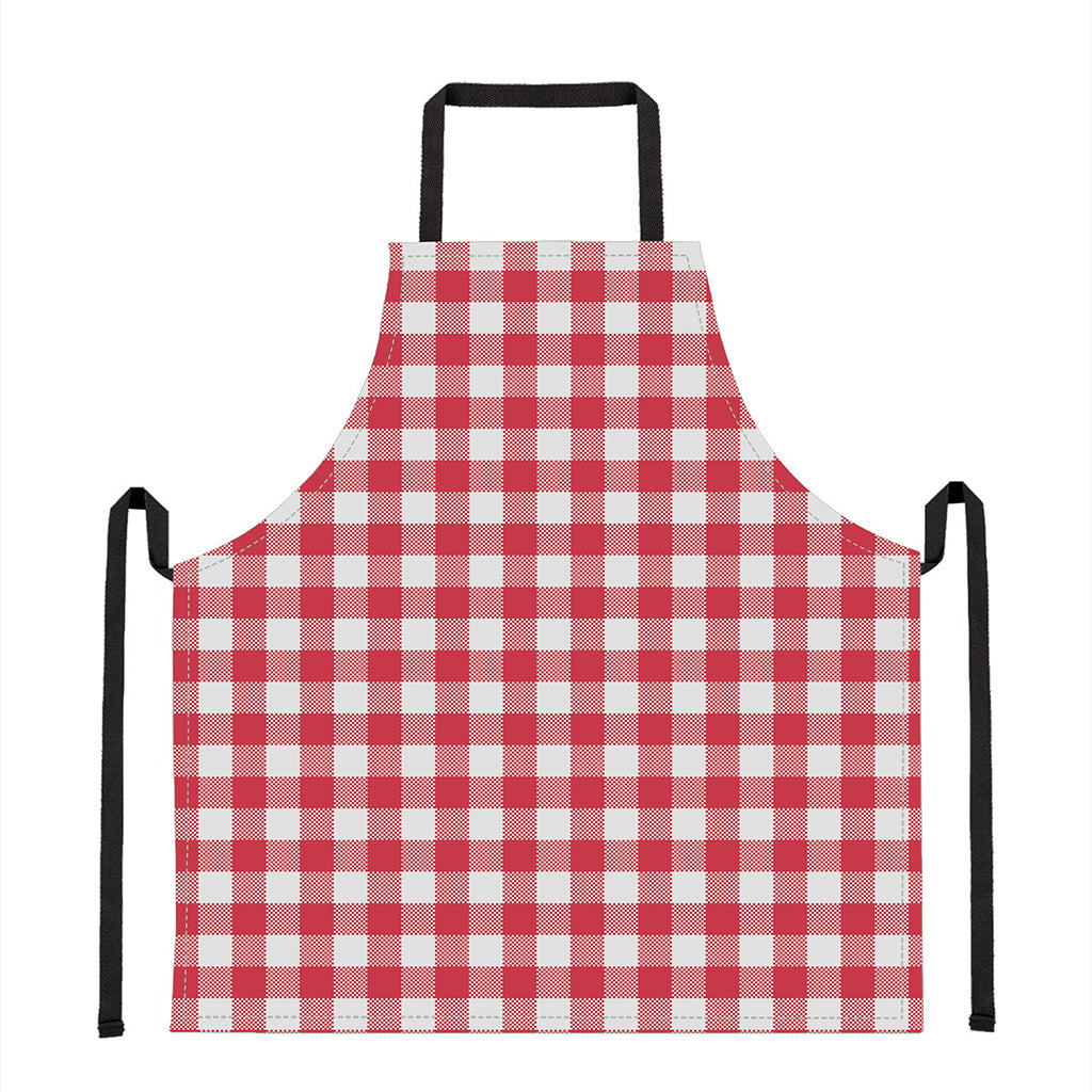 Raspberry Red And White Gingham Print Apron