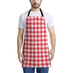 Raspberry Red And White Gingham Print Apron