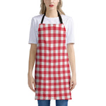 Raspberry Red And White Gingham Print Apron