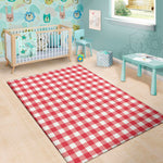 Raspberry Red And White Gingham Print Area Rug