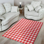 Raspberry Red And White Gingham Print Area Rug