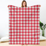 Raspberry Red And White Gingham Print Blanket