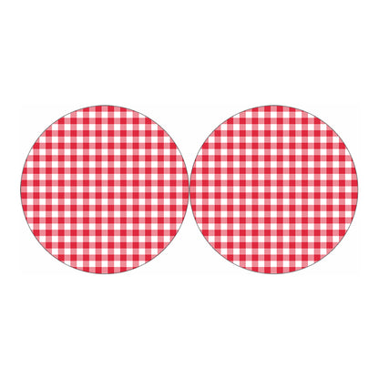 Raspberry Red And White Gingham Print Car Coasters