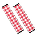 Raspberry Red And White Gingham Print Car Seat Belt Covers