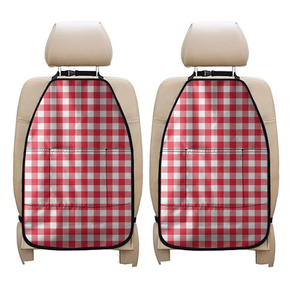 Raspberry Red And White Gingham Print Car Seat Organizers