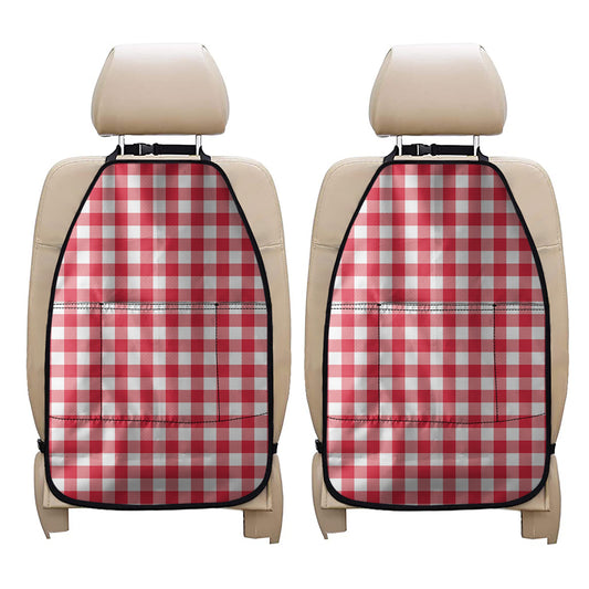 Raspberry Red And White Gingham Print Car Seat Organizers