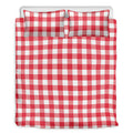 Raspberry Red And White Gingham Print Duvet Cover Bedding Set