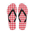 Raspberry Red And White Gingham Print Flip Flops