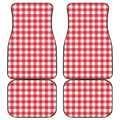 Raspberry Red And White Gingham Print Front and Back Car Floor Mats