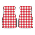 Raspberry Red And White Gingham Print Front Car Floor Mats