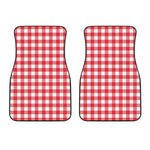 Raspberry Red And White Gingham Print Front Car Floor Mats