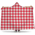 Raspberry Red And White Gingham Print Hooded Blanket