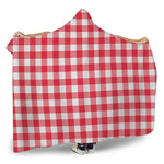 Raspberry Red And White Gingham Print Hooded Blanket