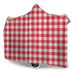 Raspberry Red And White Gingham Print Hooded Blanket