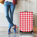 Raspberry Red And White Gingham Print Luggage Cover