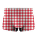 Raspberry Red And White Gingham Print Men's Boxer Briefs