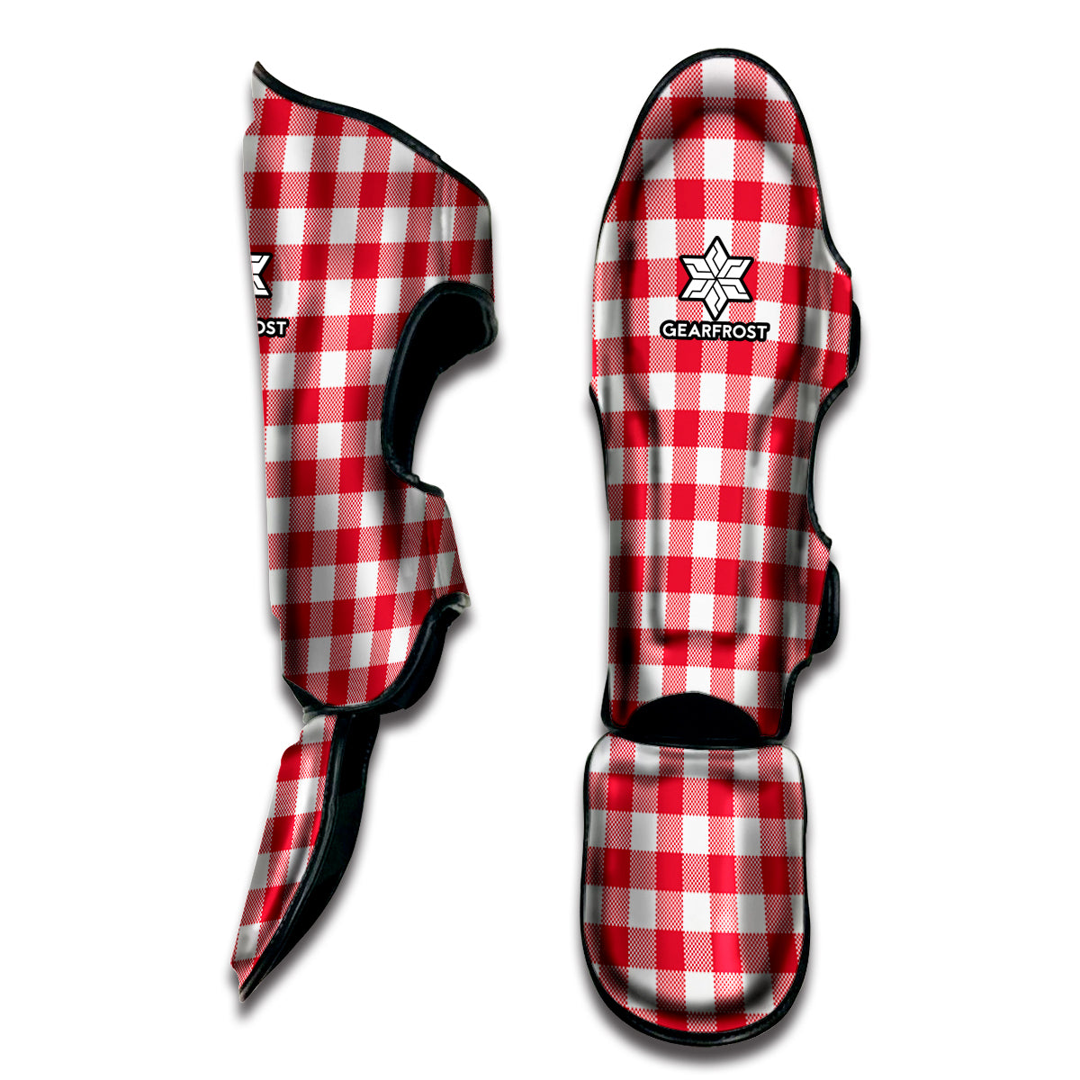 Raspberry Red And White Gingham Print Muay Thai Shin Guard
