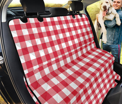 Raspberry Red And White Gingham Print Pet Car Back Seat Cover