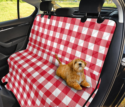Raspberry Red And White Gingham Print Pet Car Back Seat Cover