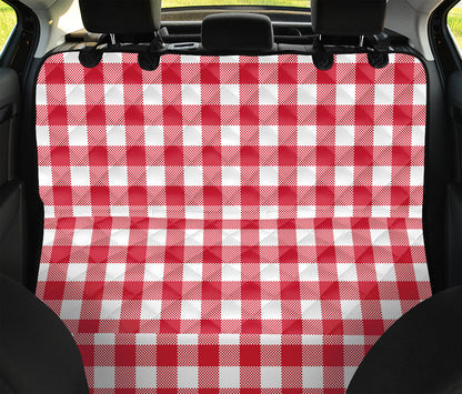 Raspberry Red And White Gingham Print Pet Car Back Seat Cover