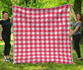 Raspberry Red And White Gingham Print Quilt
