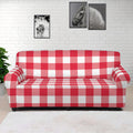 Raspberry Red And White Gingham Print Sofa Cover
