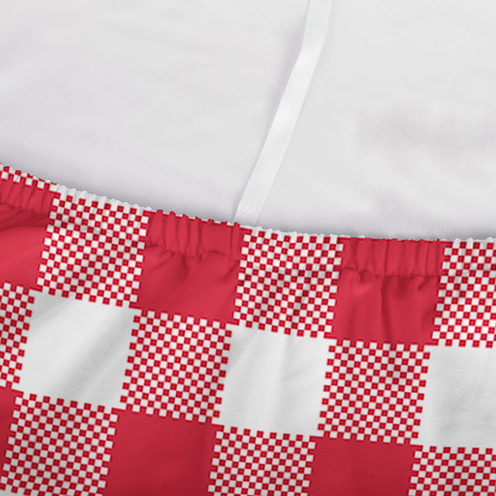 Raspberry Red And White Gingham Print Sofa Cover
