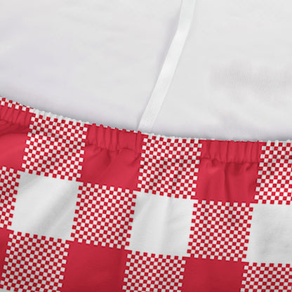 Raspberry Red And White Gingham Print Sofa Cover
