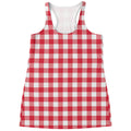 Raspberry Red And White Gingham Print Women's Racerback Tank Top