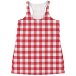 Raspberry Red And White Gingham Print Women's Racerback Tank Top