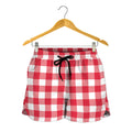 Raspberry Red And White Gingham Print Women's Shorts