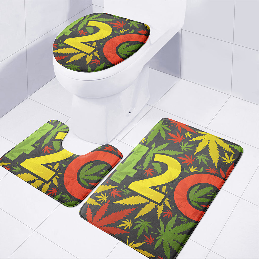 Rasta 420 Print 3 Piece Bath Mat Set